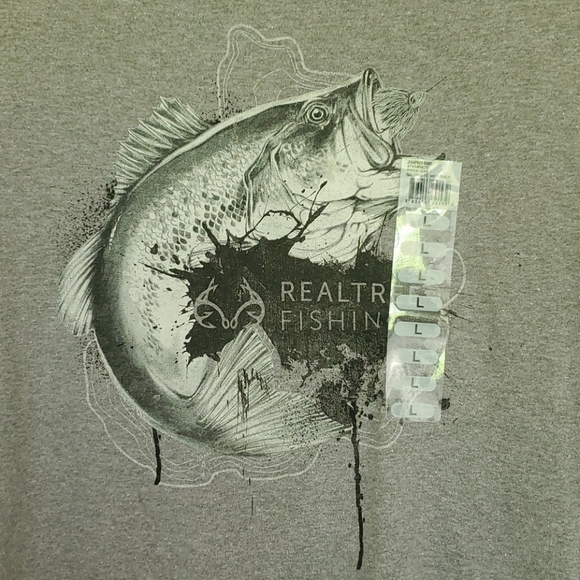 Delta RealTree Gray Graphic Fish Short Sleeve T-Shirt L - Picture 7 of 9